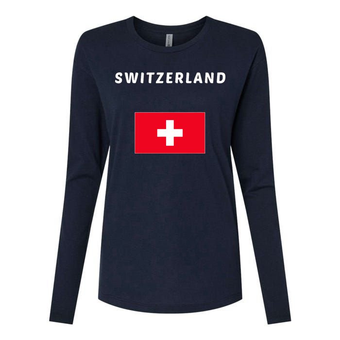 Switzerland Swiss Flag Womens Cotton Relaxed Long Sleeve T-Shirt