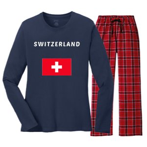 Switzerland Swiss Flag Women's Long Sleeve Flannel Pajama Set 