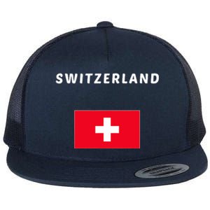 Switzerland Swiss Flag Flat Bill Trucker Hat