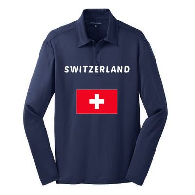 Switzerland Swiss Flag Silk Touch Performance Long Sleeve Polo