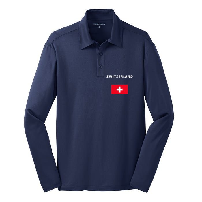 Switzerland Swiss Flag Silk Touch Performance Long Sleeve Polo