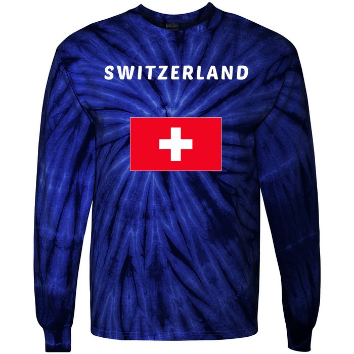 Switzerland Swiss Flag Tie-Dye Long Sleeve Shirt