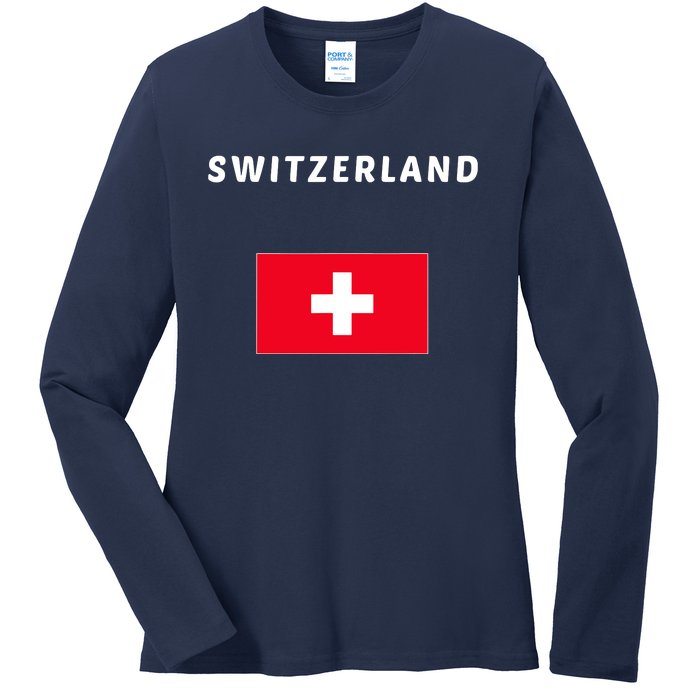 Switzerland Swiss Flag Ladies Long Sleeve Shirt