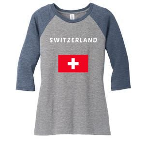 Switzerland Swiss Flag Women's Tri-Blend 3/4-Sleeve Raglan Shirt