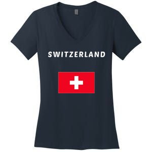 Switzerland Swiss Flag Women's V-Neck T-Shirt