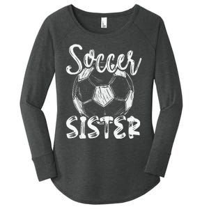 Soccer Sister  Family Matching Team Player Soccer Ball Women's Perfect Tri Tunic Long Sleeve Shirt