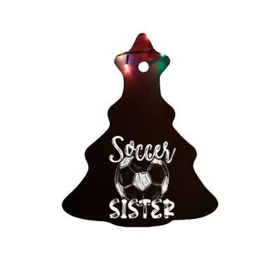 Soccer Sister  Family Matching Team Player Soccer Ball Ceramic Tree Ornament