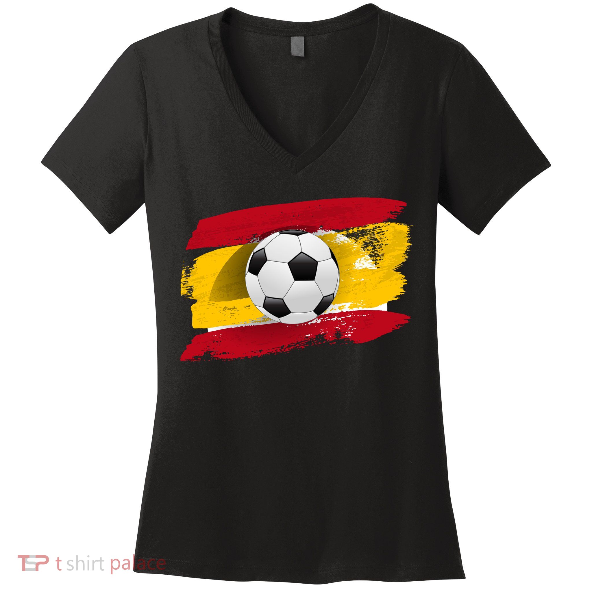 Spain Soccer Flag Women's V-Neck T-Shirt