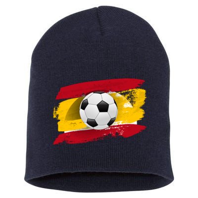 Spain Soccer Flag Short Acrylic Beanie