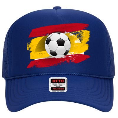 Spain Soccer Flag High Crown Mesh Back Trucker Hat