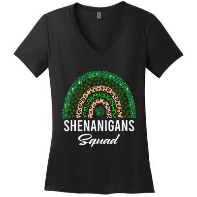 Shenanigans Squad Funny St Patricks Day Costume Rainbow Women's V-Neck T-Shirt