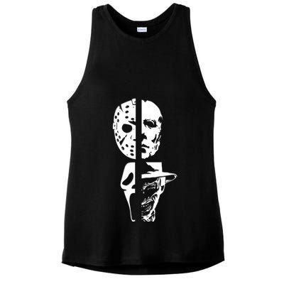 Supervillain Scary Faces Halloween Ladies PosiCharge Tri-Blend Wicking Tank