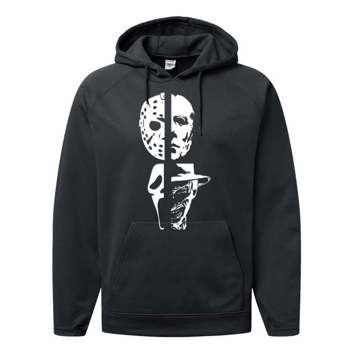 Supervillain Scary Faces Halloween Performance Fleece Hoodie