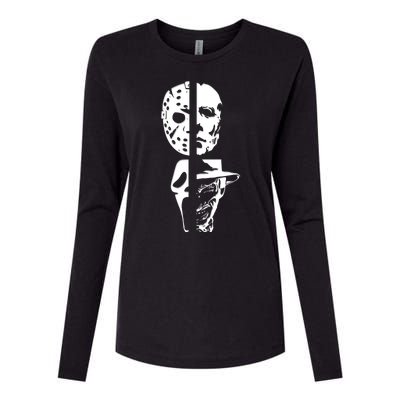 Supervillain Scary Faces Halloween Womens Cotton Relaxed Long Sleeve T-Shirt