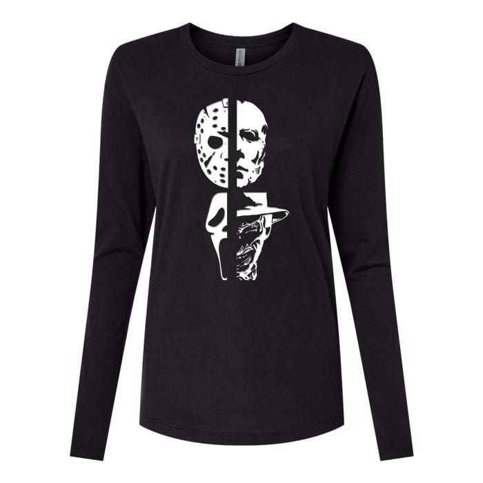 Supervillain Scary Faces Halloween Womens Cotton Relaxed Long Sleeve T-Shirt