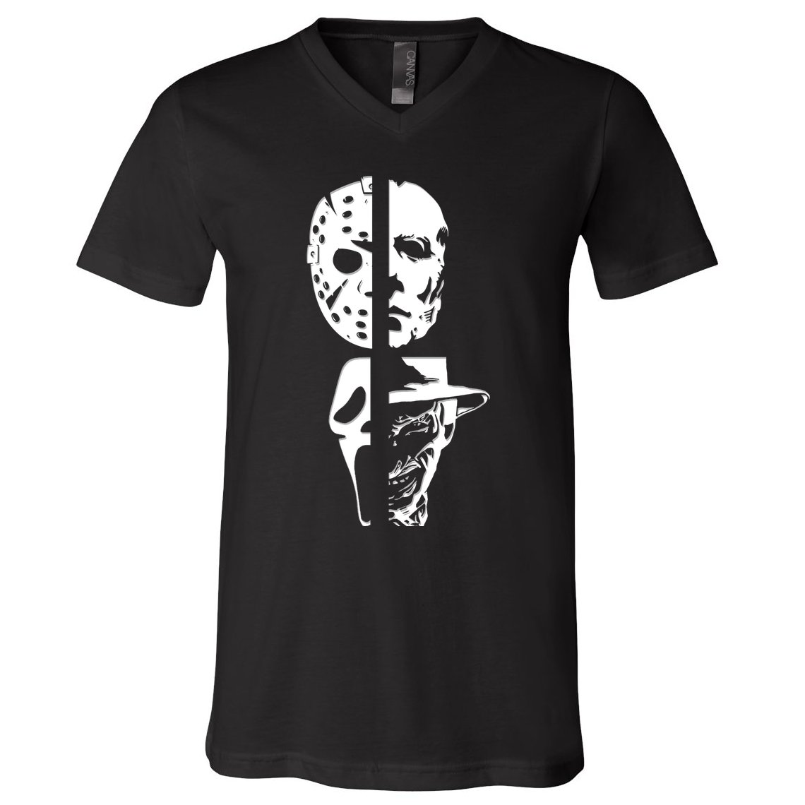 Supervillain Scary Faces Halloween V-Neck T-Shirt