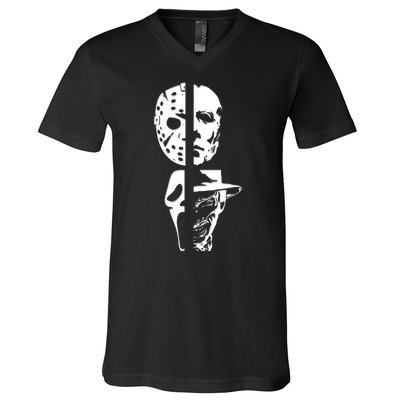 Supervillain Scary Faces Halloween V-Neck T-Shirt