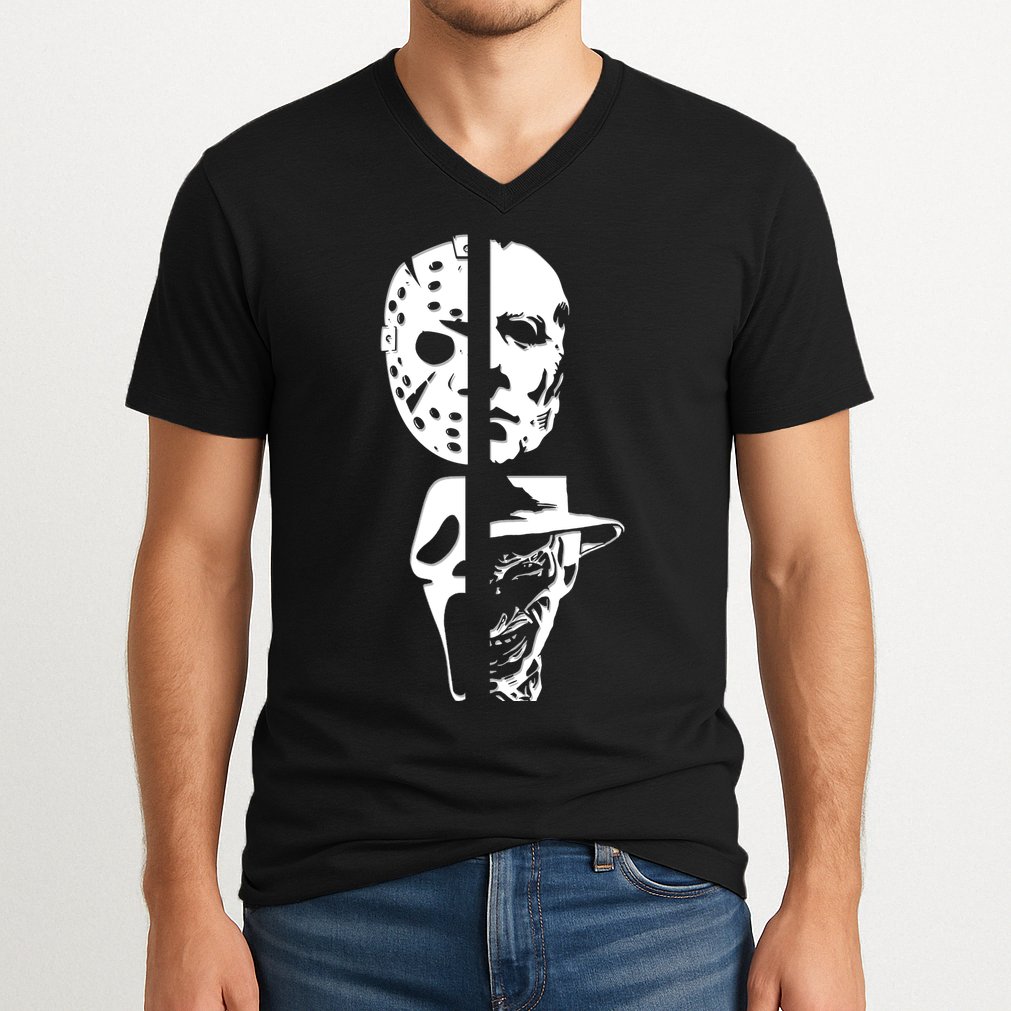 Supervillain Scary Faces Halloween V-Neck T-Shirt