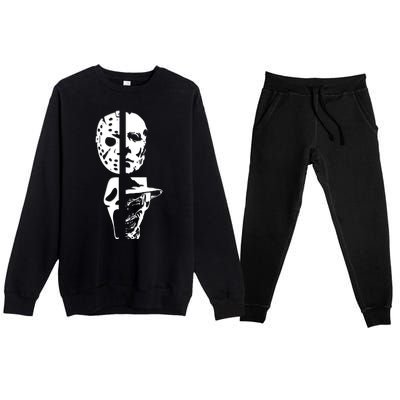 Supervillain Scary Faces Halloween Premium Crewneck Sweatsuit Set