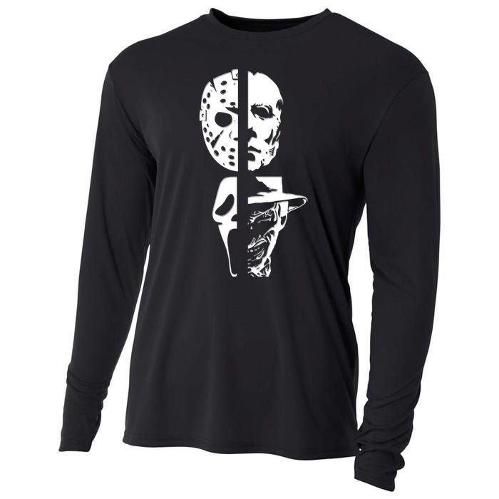 Supervillain Scary Faces Halloween Cooling Performance Long Sleeve Crew