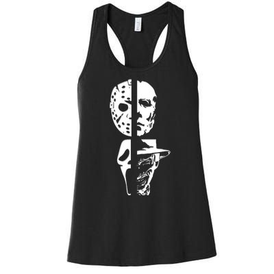 Supervillain Scary Faces Halloween Women's Racerback Tank