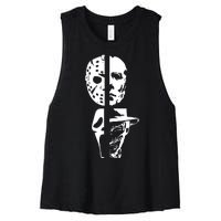 Supervillain Scary Faces Halloween Women's Racerback Cropped Tank