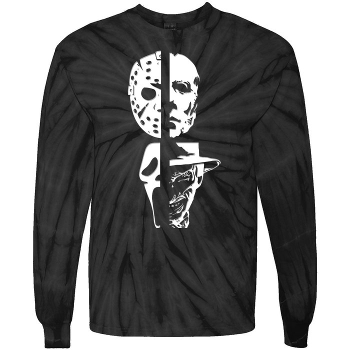 Supervillain Scary Faces Halloween Tie-Dye Long Sleeve Shirt