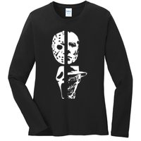 Supervillain Scary Faces Halloween Ladies Long Sleeve Shirt