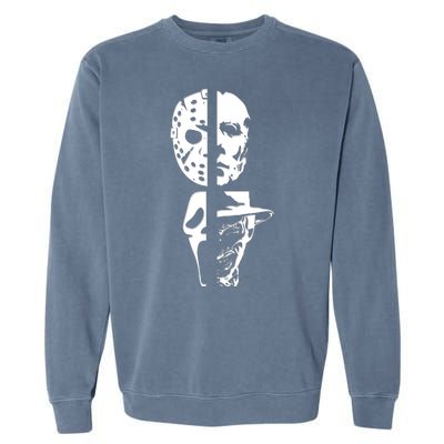 Supervillain Scary Faces Halloween Garment-Dyed Sweatshirt