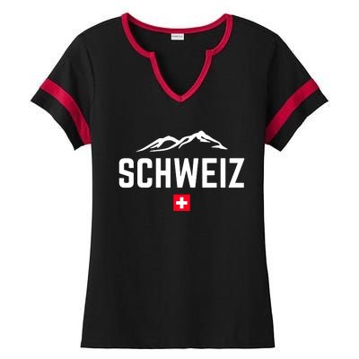 SUISSE SWITZERLAND Flag Ladies Halftime Notch Neck Tee