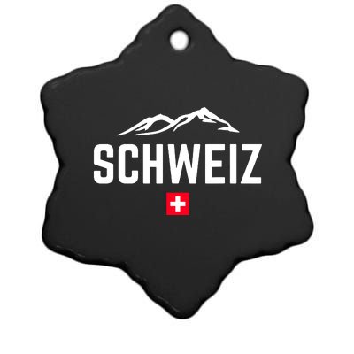 SUISSE SWITZERLAND Flag Ceramic Star Ornament