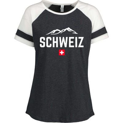 SUISSE SWITZERLAND Flag Enza Ladies Jersey Colorblock Tee