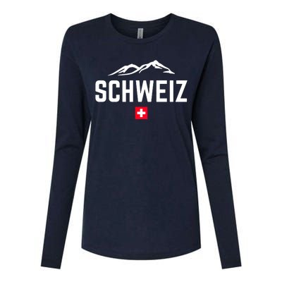 SUISSE SWITZERLAND Flag Womens Cotton Relaxed Long Sleeve T-Shirt