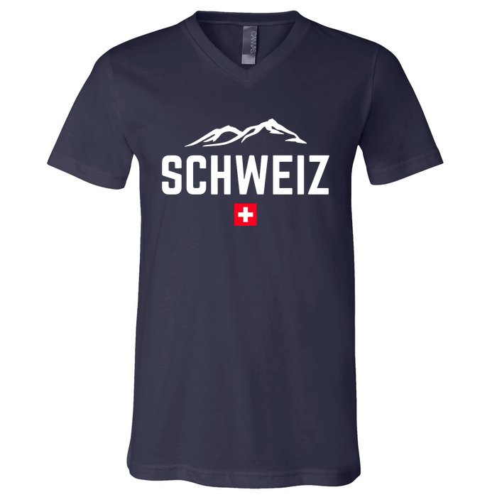 SUISSE SWITZERLAND Flag V-Neck T-Shirt