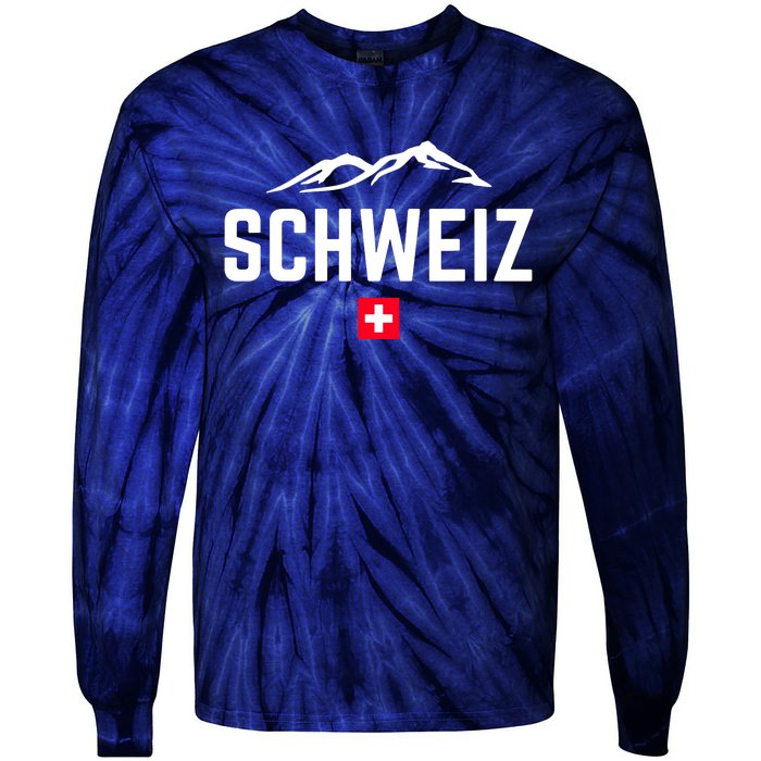 SUISSE SWITZERLAND Flag Tie-Dye Long Sleeve Shirt