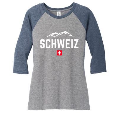 SUISSE SWITZERLAND Flag Women's Tri-Blend 3/4-Sleeve Raglan Shirt