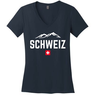 SUISSE SWITZERLAND Flag Women's V-Neck T-Shirt