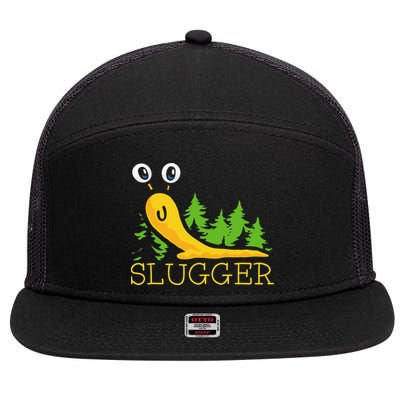 Slugger Slug – Funny Banana Slug Expert Baseball Game Player 7 Panel Mesh Trucker Snapback Hat