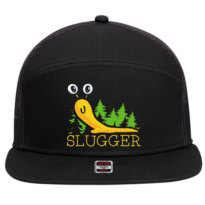 Slugger Slug – Funny Banana Slug Expert Baseball Game Player 7 Panel Mesh Trucker Snapback Hat