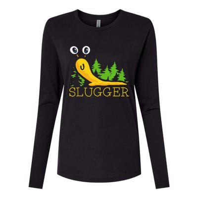 Slugger Slug – Funny Banana Slug Expert Baseball Game Player Womens Cotton Relaxed Long Sleeve T-Shirt