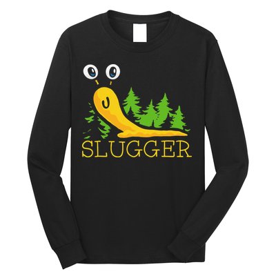 Slugger Slug – Funny Banana Slug Expert Baseball Game Player Long Sleeve Shirt