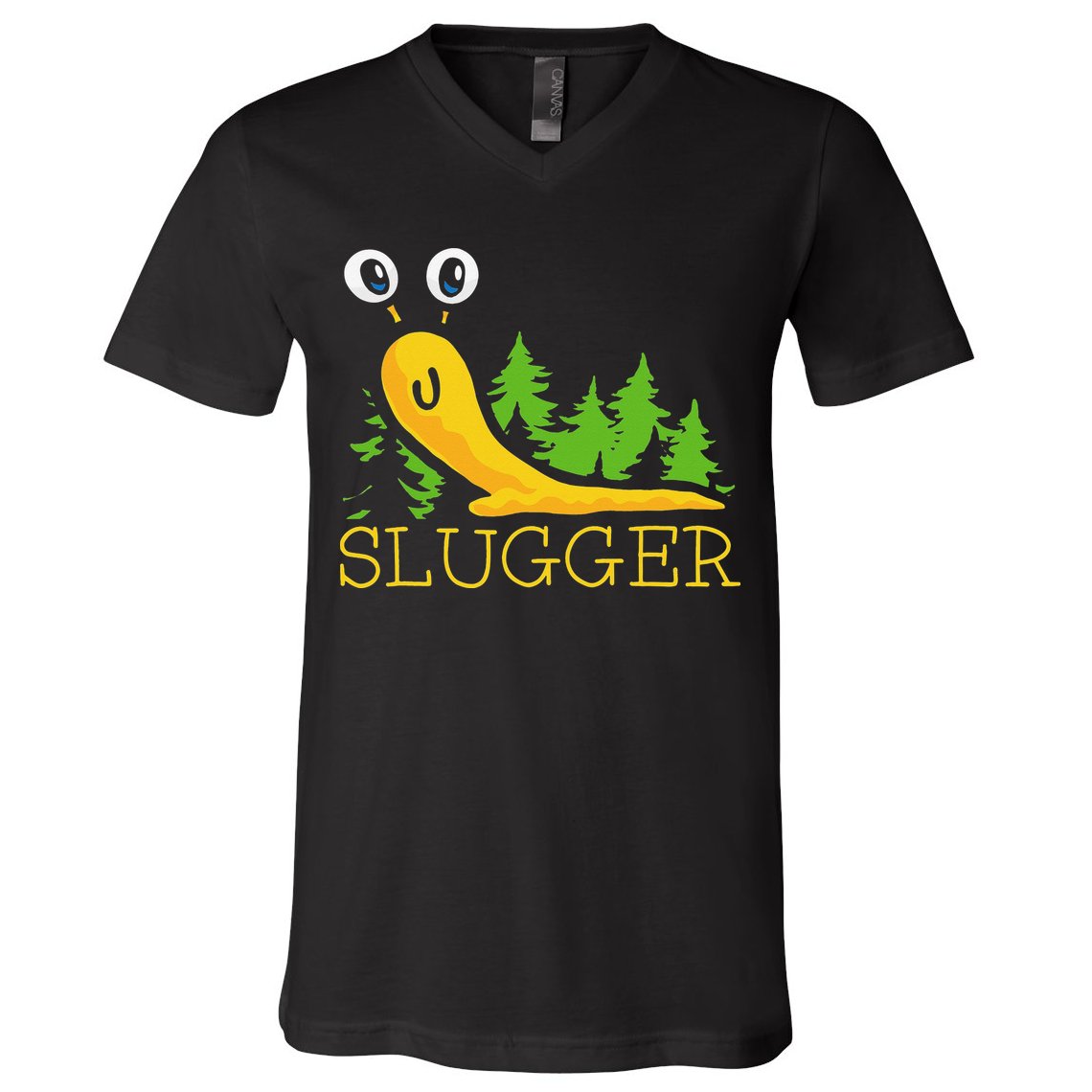 Slugger Slug – Funny Banana Slug Expert Baseball Game Player V-Neck T-Shirt