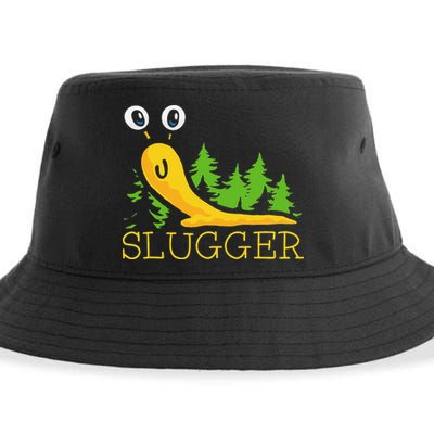 Slugger Slug – Funny Banana Slug Expert Baseball Game Player Sustainable Bucket Hat