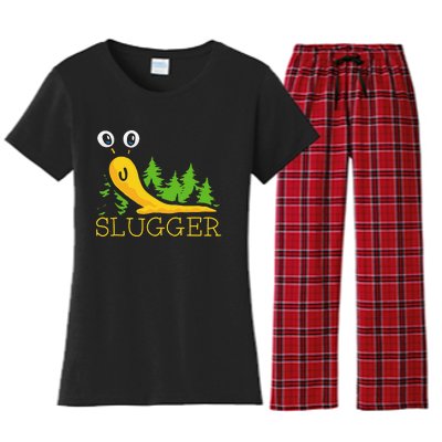 Slugger Slug – Funny Banana Slug Expert Baseball Game Player Women's Flannel Pajama Set