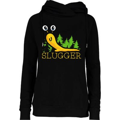 Slugger Slug – Funny Banana Slug Expert Baseball Game Player Womens Funnel Neck Pullover Hood