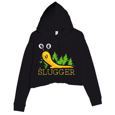 Slugger Slug – Funny Banana Slug Expert Baseball Game Player Crop Fleece Hoodie