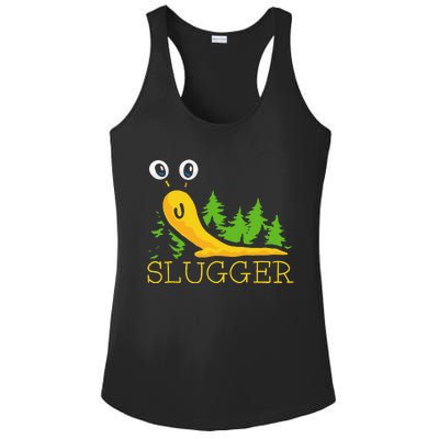 Slugger Slug – Funny Banana Slug Expert Baseball Game Player Ladies PosiCharge Competitor Racerback Tank