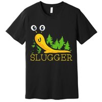 Slugger Slug – Funny Banana Slug Expert Baseball Game Player Premium T-Shirt