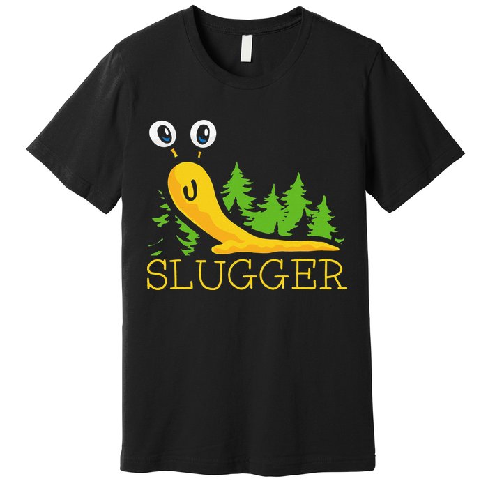 Slugger Slug – Funny Banana Slug Expert Baseball Game Player Premium T-Shirt