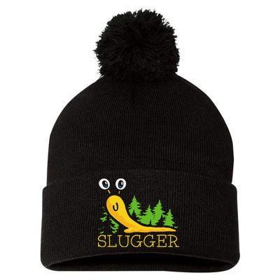 Slugger Slug – Funny Banana Slug Expert Baseball Game Player Pom Pom 12in Knit Beanie